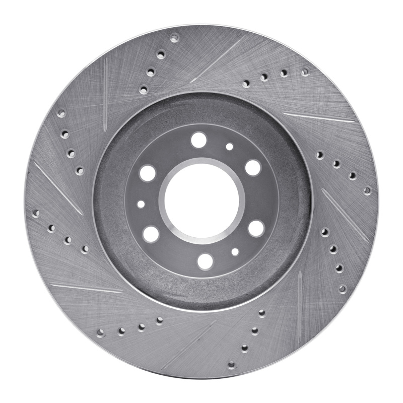Cadillac SRX Brake Rotor (1) - Front Right - R1 Concepts - Drilled & Slotted - Silver - `04-`09